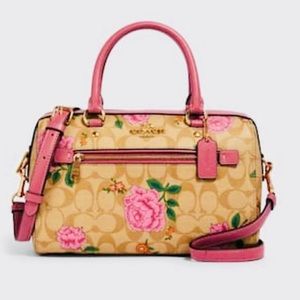 Coach Rowan Satchel In Signature Canvas With Prairie Rose Print